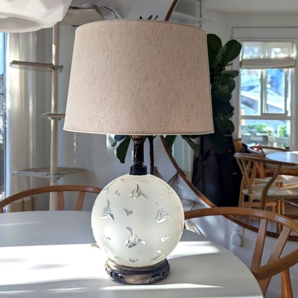 Vintage Art Deco Etched|Cut Glass Table Lamp - Picture 3 of 8